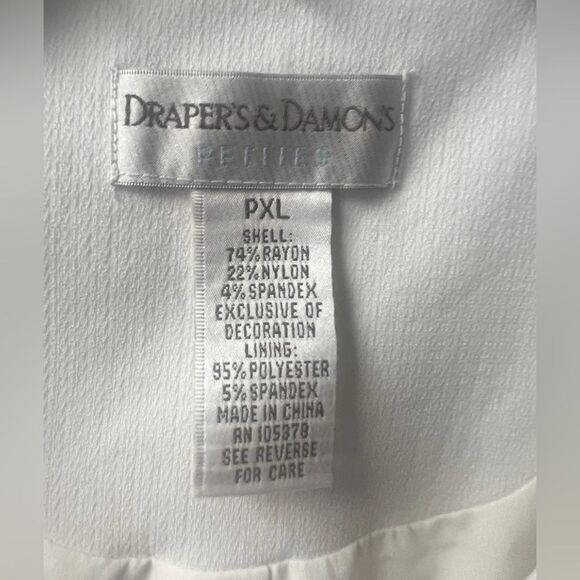 DRAPER & DAMONS OPEN FRONT WHITE FLORAL EMBROIDERED 3/4 SLEEVE JACKET WOMENS XLP - Picture 5 of 5